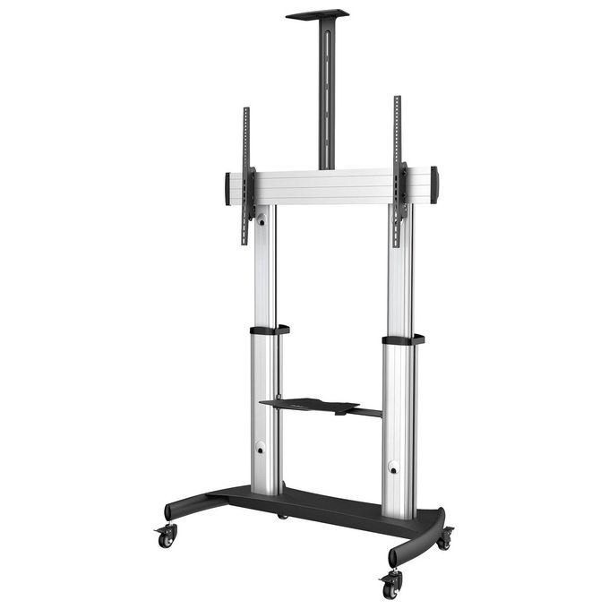 StarTech STNDMTV100 Carrello Porta TV Regolabile in Altezza per Schermi 60-100'' fino a 100 Kg con Ruote Bloccabili e Ripiani per Apparecchiature colore Nero