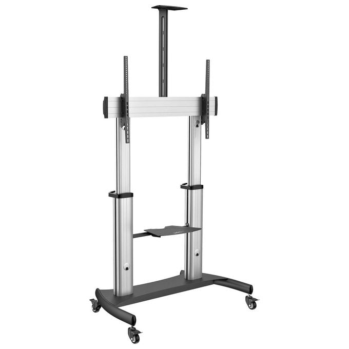StarTech STNDMTV100 Carrello Porta TV Regolabile in Altezza per Schermi 60-100'' fino a 100 Kg con Ruote Bloccabili e Ripiani per Apparecchiature colore Nero