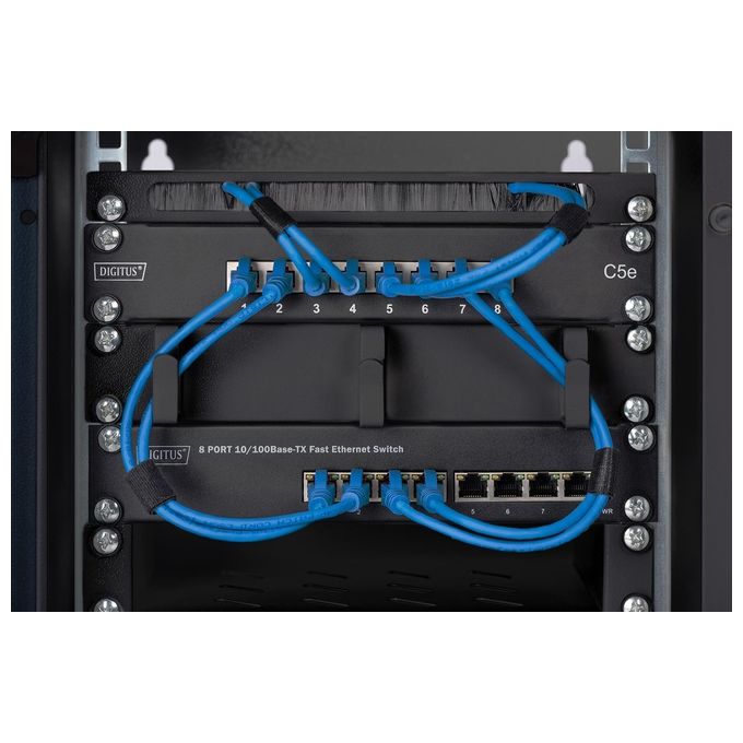 Digitus DN-10-09U-B Armadio Rack 10'' da Parete 9U in Acciaio Porta in Vetro con Serratura Carico Max 30 Kg colore Nero