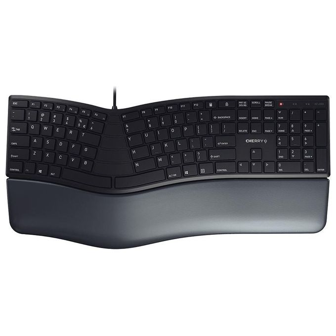 CHERRY JK-4500EU-2 KC 4500 ERGO Tastiera Ergonomica Cablata con Poggiapolsi Memory Foam e Tastierino Numerico colore Nero