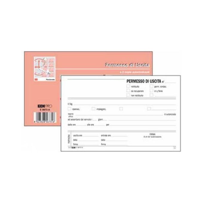 Edipro Confezione 10 Blocco Permesso Uscita 50x2