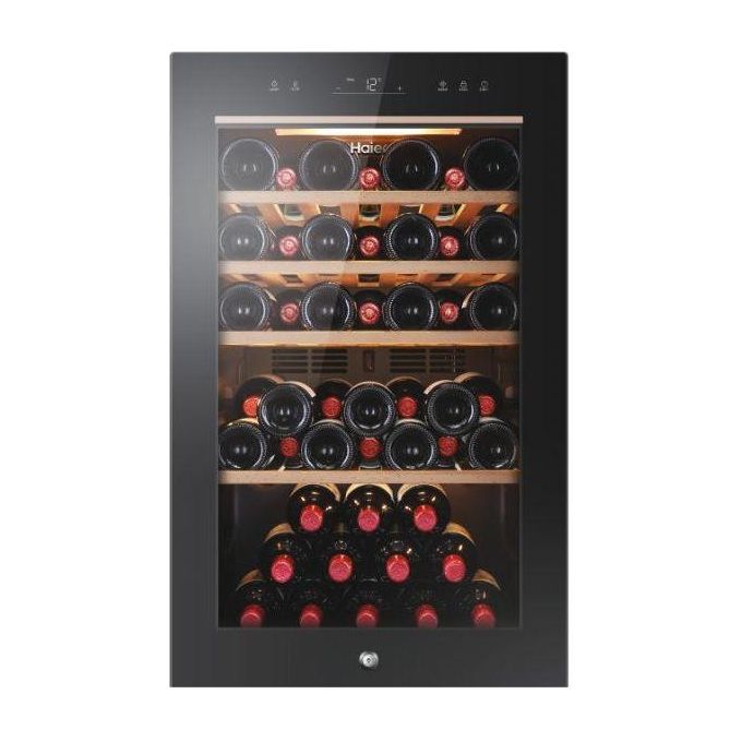 Haier HWS49GA Wine Bank 50 Series 5 Cantinetta Vino 49 Bottiglie Classe F 116 L Vetro Anti-UV LED 3D App hOn colore Nero