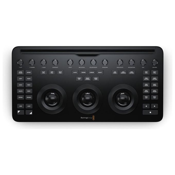 Blackmagic Design DV-RES-AAAPNLMIC-EN DaVinci Resolve Micro Color Panel Pannello di Correzione Colore con 3 Trackball 12 Manopole Bluetooth e USB-C colore Nero