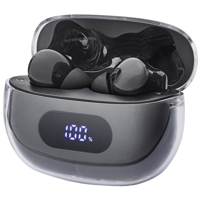 Intenso Buds Plus Cuffie TWS True Wireless T310AE con Cancellazione Attiva del Rumore ENC Bluetooth e fino a 25 Ore di Riproduzione Musicale Nero