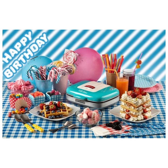 Ariete 1973B Party Time Piastra per Waffle 700W piastre antiaderenti 2 waffle colore Azzurro