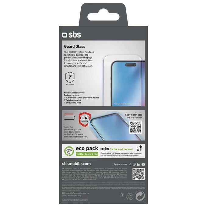 SBS TESCRGLIP1661 Pellicola Protettiva Vetro Temperato per iPhone 16 15 Resistente ai Graffi e Urti colore Trasparente