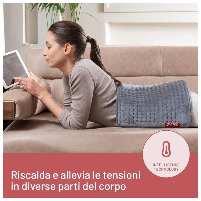 Imetec 16783 Intellisense Comfort Termoforo Multiuso 110W 40x35cm 5 Temperature Tasca per Mani Lavabile colore Grigio