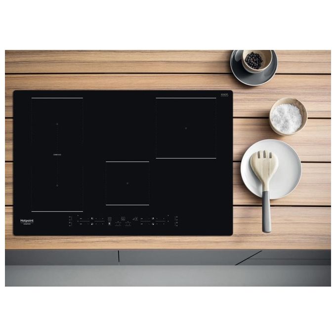 Hotpoint HB 0577B NE Piano cottura induzione 77 cm 4 zone Combi Duo Active Cook controlli touch colore Nero