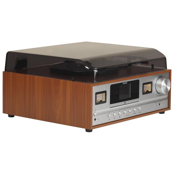 Denver MRD-52LIGHTWOOD Giradischi Stereo Sistema Audio Retro DAB+ FM Bluetooth Lettore CD 2x5W colore Legno Chiaro