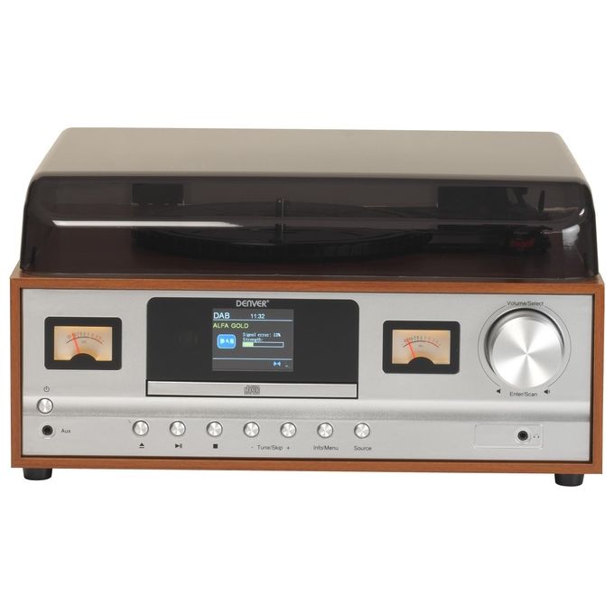 Denver MRD-52LIGHTWOOD Giradischi Stereo Sistema Audio Retro DAB+ FM Bluetooth Lettore CD 2x5W colore Legno Chiaro