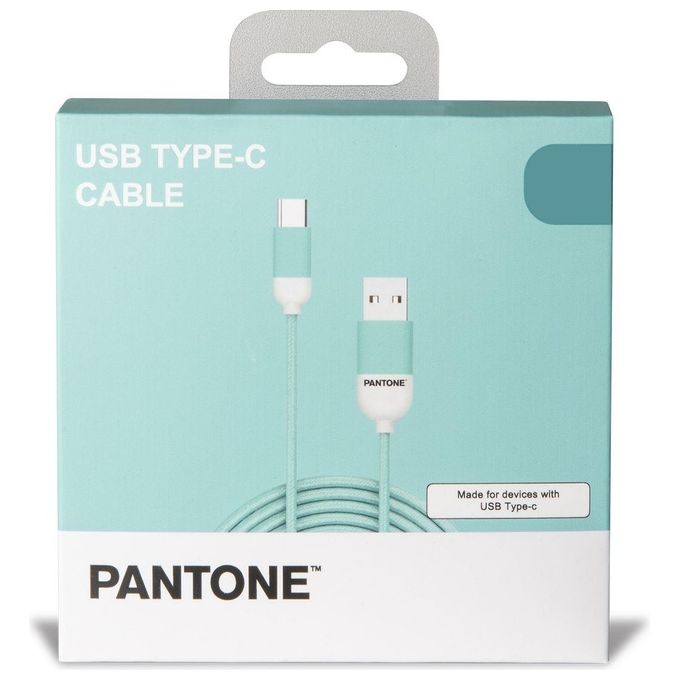 Pantone Cavo Usb-C 3A 1mt Cavo in Gomma Azzurro Ciano