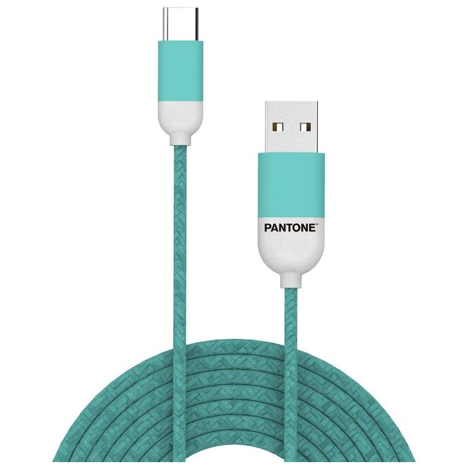 Pantone Cavo Usb-C 3A 1mt Cavo in Gomma Azzurro Ciano