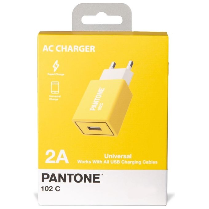 Pantone Caricabatterie da Rete con Porta Usb 2A Carica Rapida Giallo