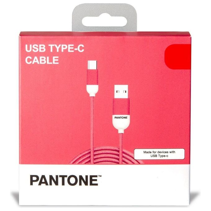 Pantone Cavo Usb-C 3A 1.5mt Cavo in Gomma Rosa