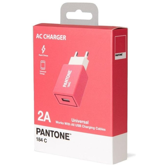 Pantone Caricabatterie da Rete con Porta Usb 2A Carica Rapida Rosa