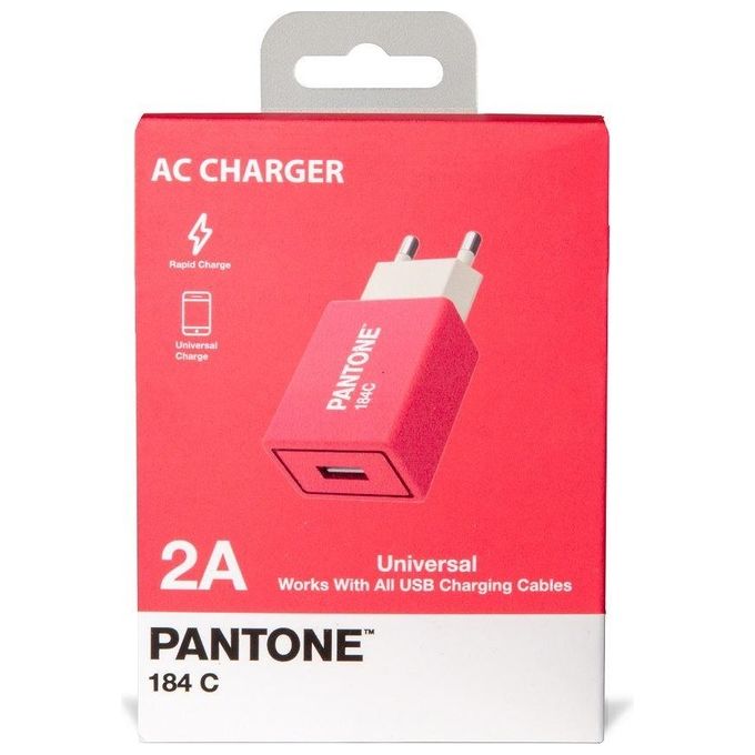 Pantone Caricabatterie da Rete con Porta Usb 2A Carica Rapida Rosa