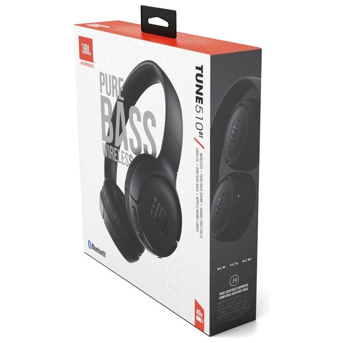 JBL JBLT510BTBLKEU Tune 510BT Cuffie On-Ear Wireless Bluetooth 5.0 Multipoint 40 ore Ricarica Veloce colore Nero