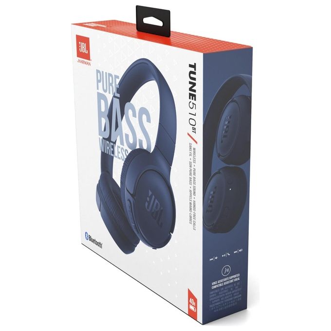 JBL JBLT510BTBLUEU Tune 510BT Cuffie On-Ear Wireless Bluetooth 5.0 Microfono Integrato 40h Autonomia colore Blu