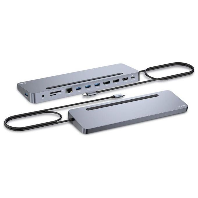 I-tec C31FLAT2PDPRO100W Metal Ergonomic Docking Station USB-C 3 Monitor 4K 100W Power Delivery LAN Gigabit 4x USB 3.2 SD colore Argento