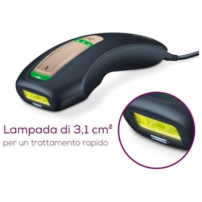 Beurer IPL58P Pure Skin Pro Epilatore a Luce Pulsata IPL 600000 Impulsi 3 Livelli Intensita' Sensore Pelle Filtro UV colore Nero