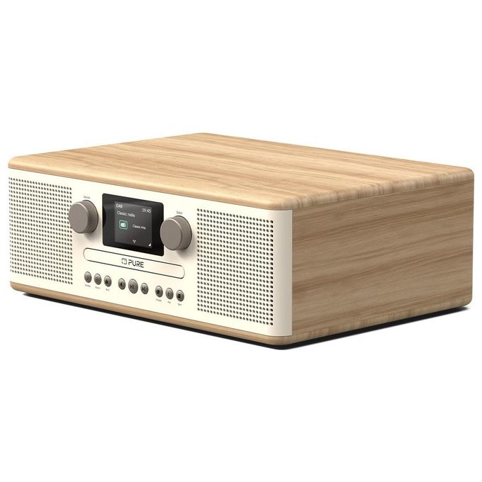 Pure CLASSIC C-D6 Micro Hi-Fi Radio DAB+ FM Lettore CD Bluetooth 5.3 30W colore Bianco Quercia