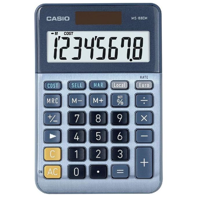 Casio MS-88EM Calcolatrice da Tavolo a 8 Cifre Doppia Alimentazione Conversione Valuta