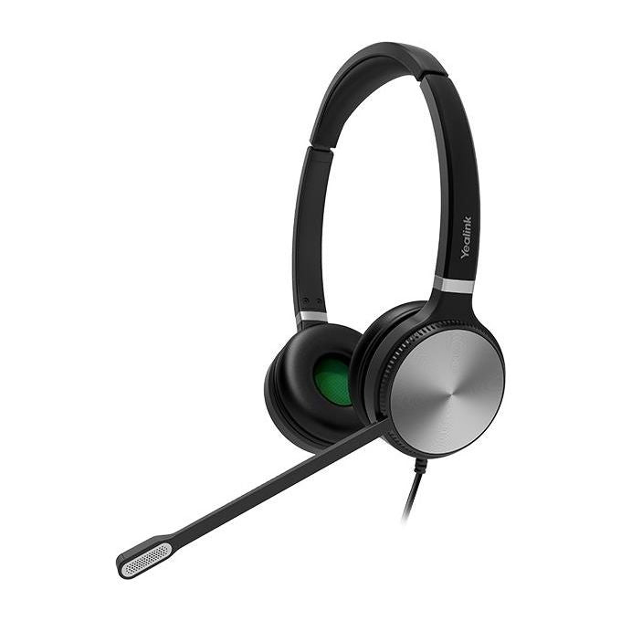 Yealink YHS36DUAL Auricolare Cablato A Padiglione Ufficio con Cancellazione del Rumore e Connessione QD a RJ9 colore Nero Argento