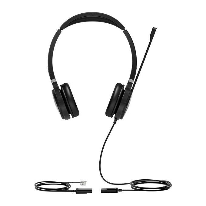 Yealink YHS36DUAL Auricolare Cablato A Padiglione Ufficio con Cancellazione del Rumore e Connessione QD a RJ9 colore Nero Argento