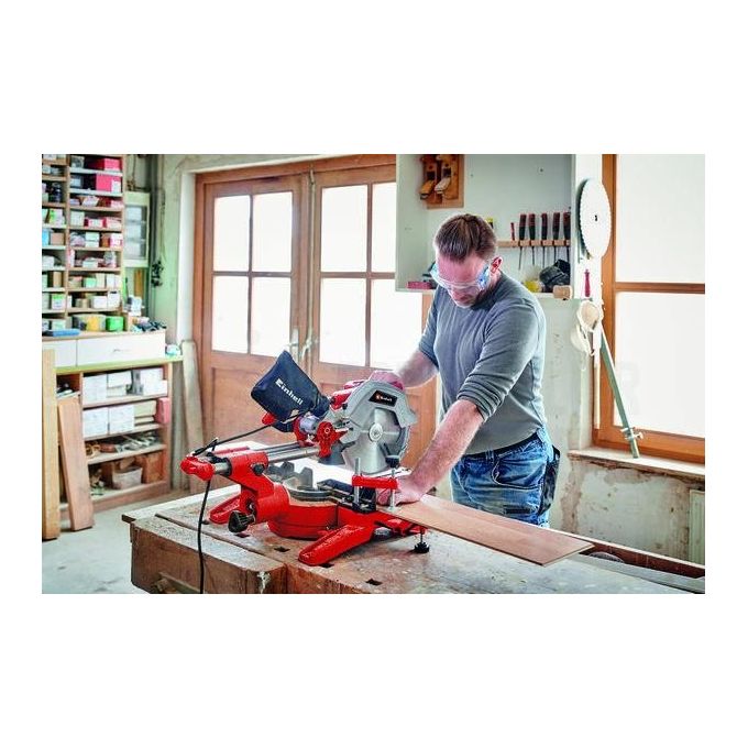 Einhell 4300385 TC-SM 254 Troncatrice Radiale 1900W lama 254mm laser base girevole testa inclinabile colore Rosso