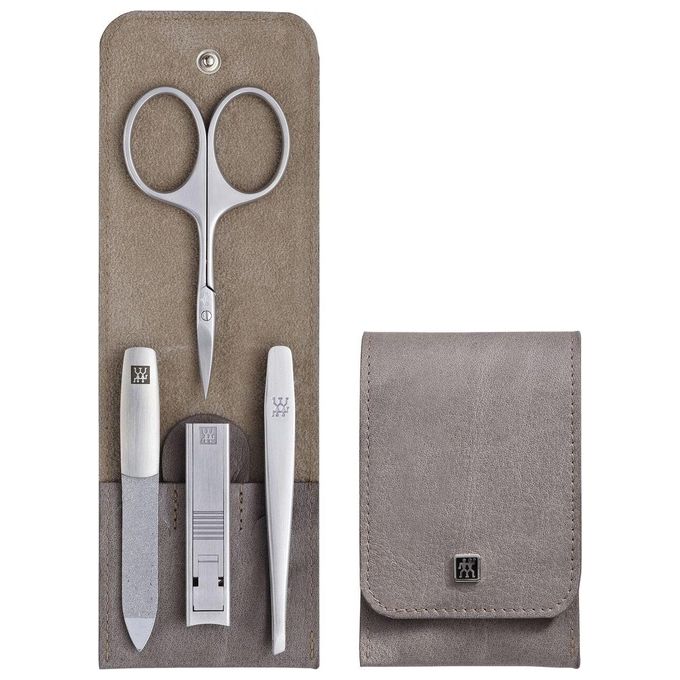 ZWILLING 97444-005-0 TWINOX Set da 4 pezzi per manicure in pelle taupe colore Taupe