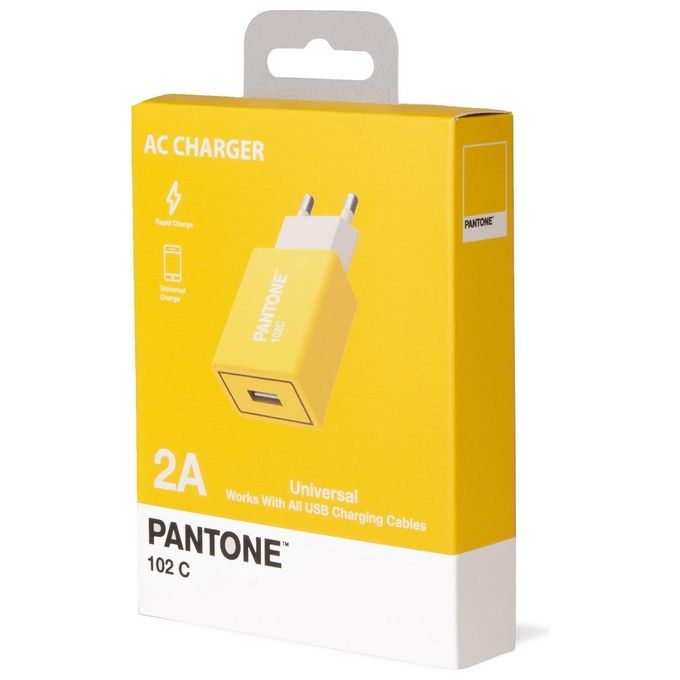Pantone Caricabatterie da Rete con Porta Usb 2A Carica Rapida Giallo