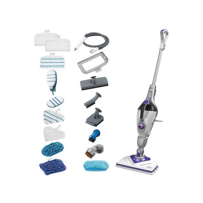 Black+Decker BHSM1615DSM Scopa a Vapore 17 in 1 1600 W 0,5 L SteaMitt Autoselect 120 °C colore Bianco Viola