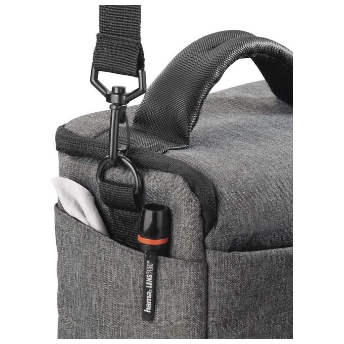 Hama 00121304 Terra Custodia semirigida per fotocamera digitale con obiettivo zoom o reflex mirrorless in poliestere riciclato con tracolla rimovibile e tasche laterali colore Grigio