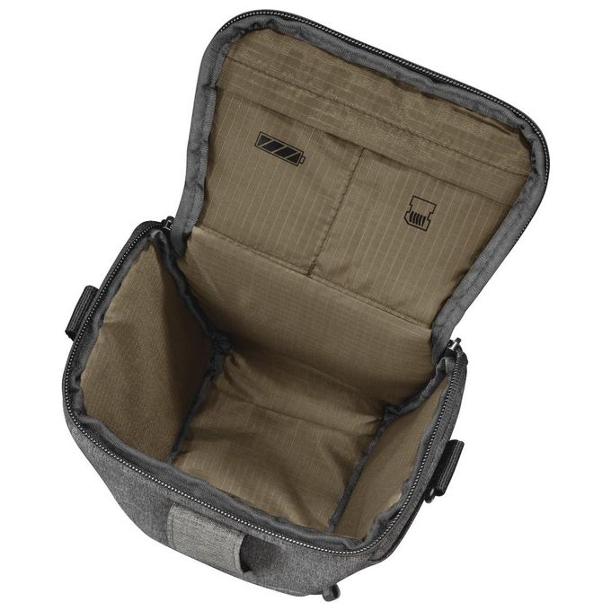 Hama 00121304 Terra Custodia semirigida per fotocamera digitale con obiettivo zoom o reflex mirrorless in poliestere riciclato con tracolla rimovibile e tasche laterali colore Grigio