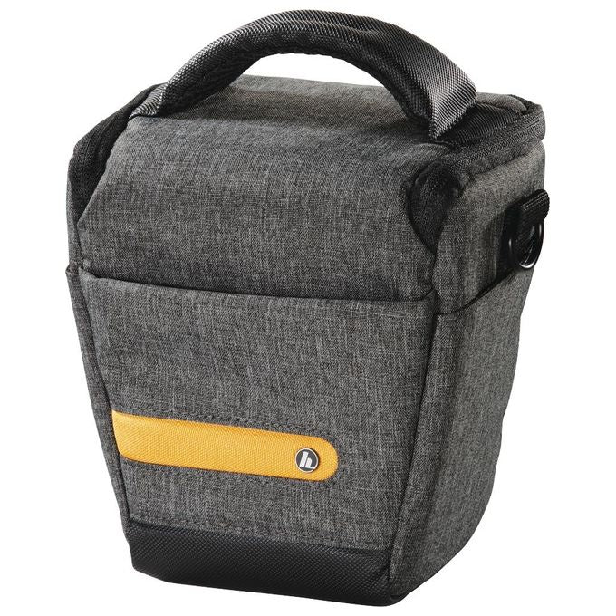Hama 00121304 Terra Custodia semirigida per fotocamera digitale con obiettivo zoom o reflex mirrorless in poliestere riciclato con tracolla rimovibile e tasche laterali colore Grigio