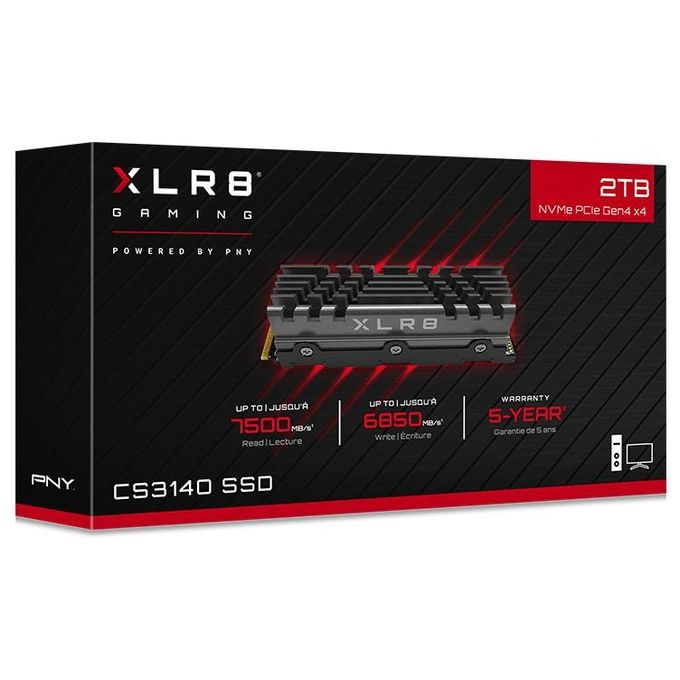 PNY M280CS3140HS-2TB-RB XLR8 CS3140 SSD M.2 PCI Express 4.0 NVMe 3D NAND 2 TB con dissipatore di calore colore Nero
