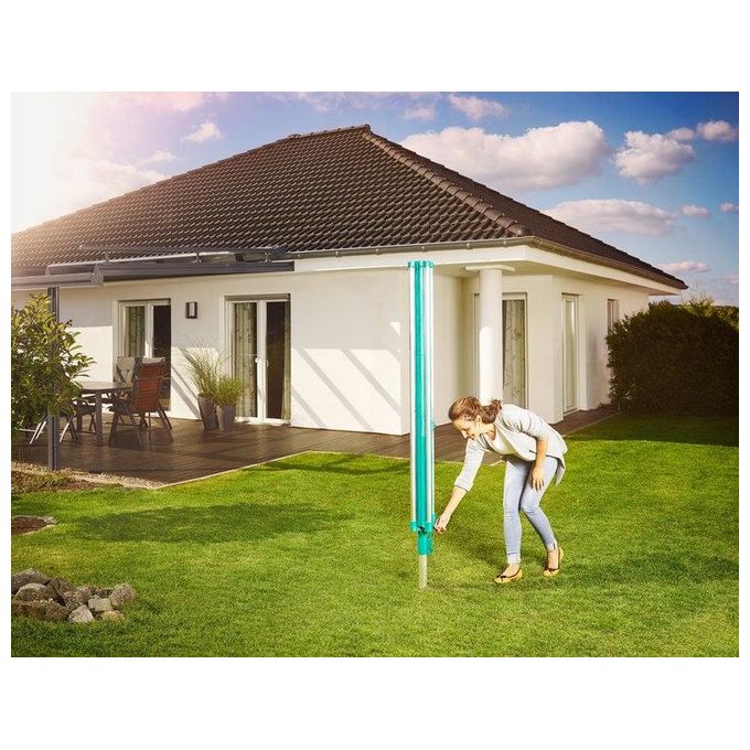 Leifheit 82007 Linomatic 500 Deluxe Cover Stendibiancheria da Esterno 50 m Alluminio Sistema Easy-Lift con Custodia e Boccola