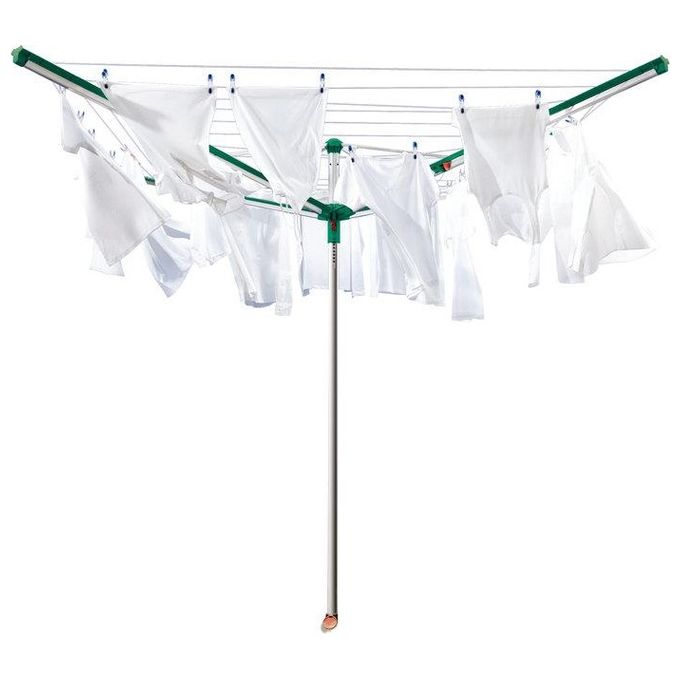 Leifheit 82007 Linomatic 500 Deluxe Cover Stendibiancheria da Esterno 50 m Alluminio Sistema Easy-Lift con Custodia e Boccola