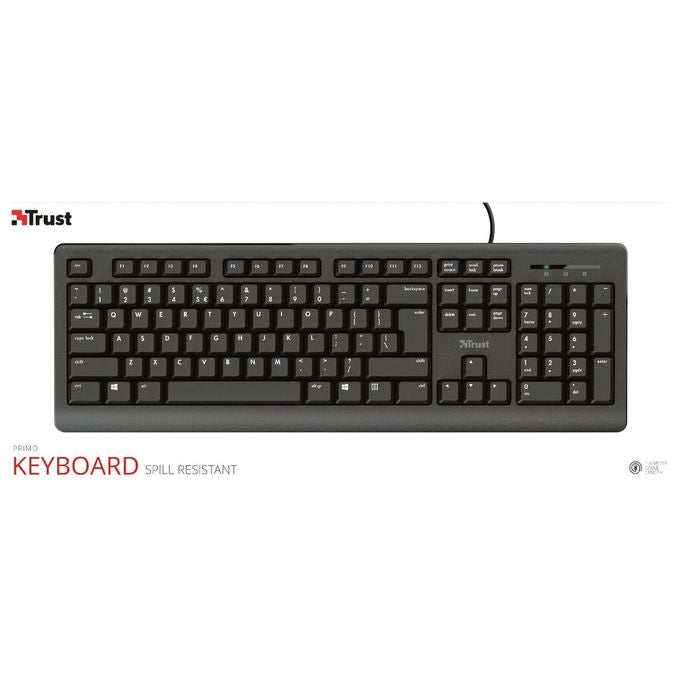 Trust Primo Keyboard Tastiera Integrale con Tasti Silenziosi e Design Resistente al Versamento di Liquidi