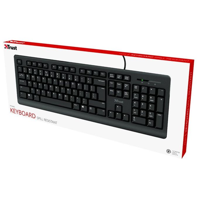 Trust Primo Keyboard Tastiera Integrale con Tasti Silenziosi e Design Resistente al Versamento di Liquidi