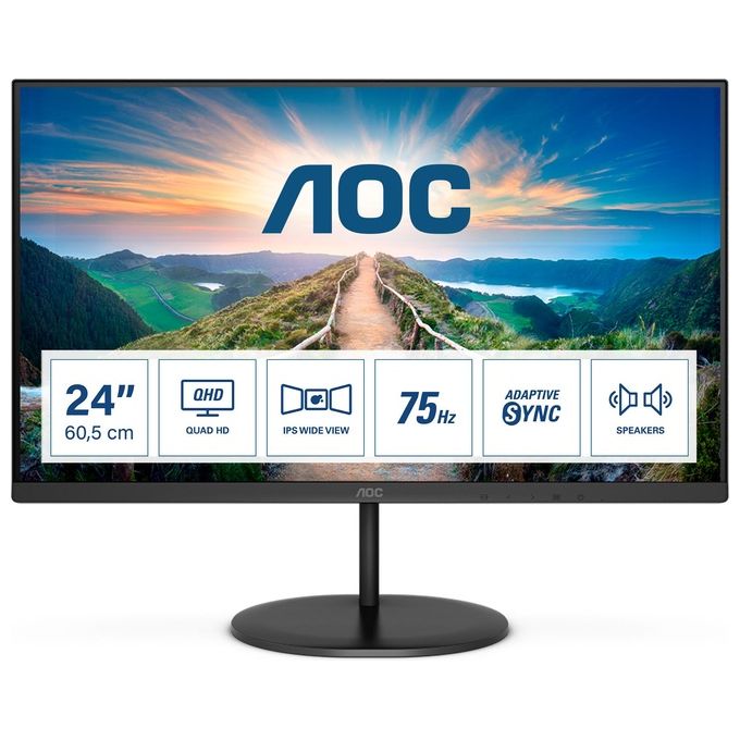 AOC Q24V4EA Monitor 23.8'' 2560x1440 WQHD IPS 75Hz 4ms HDMI DisplayPort Altoparlanti Integrati colore Nero