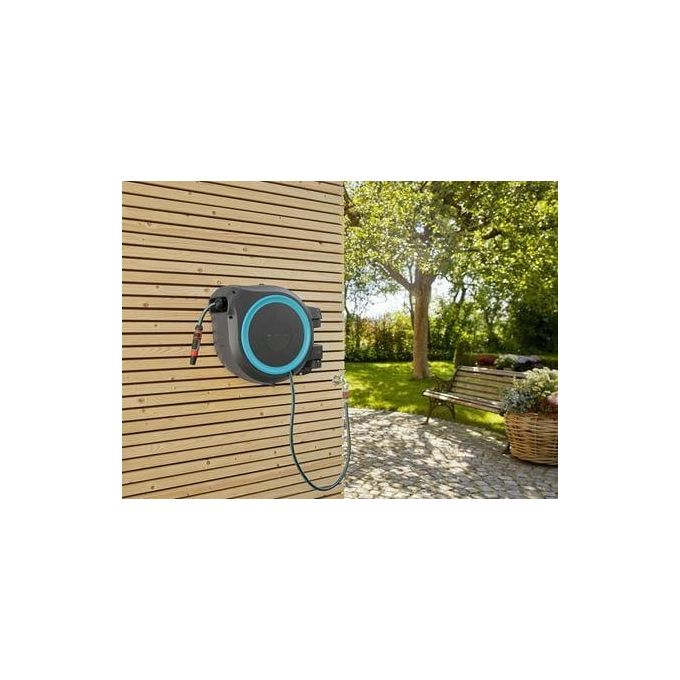GARDENA 18630-20 RollUp XL Avvolgitubo a Parete 35 m Diametro 13 mm Rotazione 180° con Lancia e Raccordi colore Azzurro