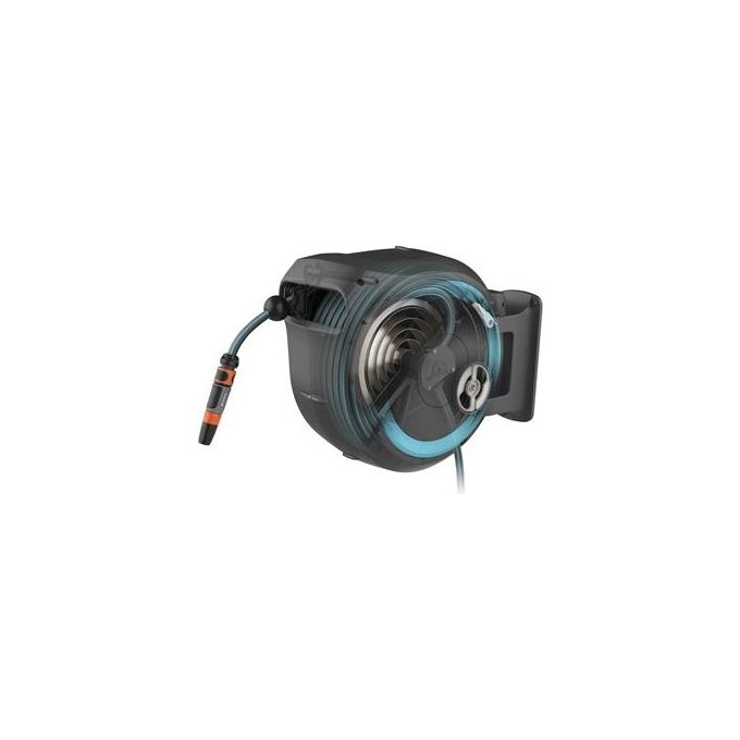 GARDENA 18630-20 RollUp XL Avvolgitubo a Parete 35 m Diametro 13 mm Rotazione 180° con Lancia e Raccordi colore Azzurro