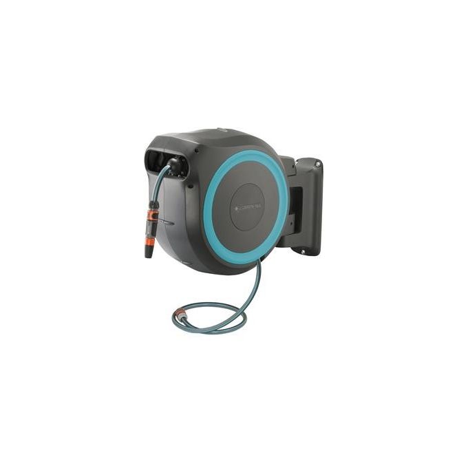 Gardena 18625-20 RollUp L Avvolgitubo a Parete Automatico 30 m con Tecnologia RollControl e Rotazione 180° colore Nero Blu