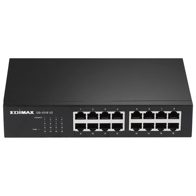 Edimax GS-1016 V2 Switch Gigabit 16 porte non gestito 10-100-1000 Mbps design silenzioso senza ventola colore Nero