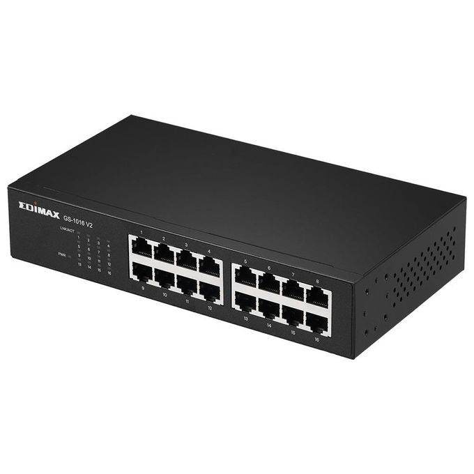 Edimax GS-1016 V2 Switch Gigabit 16 porte non gestito 10-100-1000 Mbps design silenzioso senza ventola colore Nero
