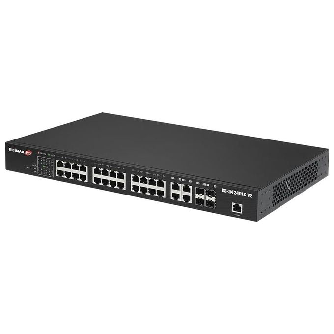 Edimax GS-5424PLC V2 Switch di rete gestito 28 porte Gigabit Ethernet PoE+ 4 porte Combo SFP 1U colore Nero