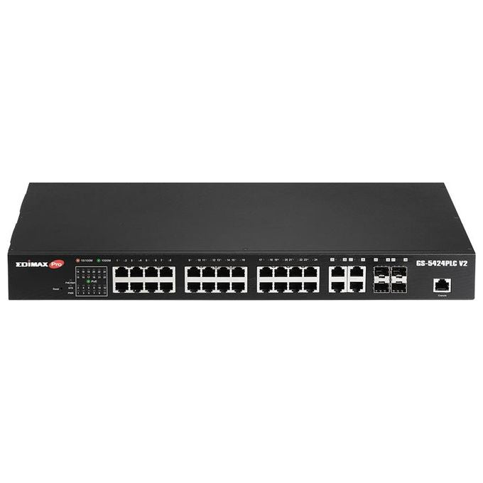 Edimax GS-5424PLC V2 Switch di rete gestito 28 porte Gigabit Ethernet PoE+ 4 porte Combo SFP 1U colore Nero