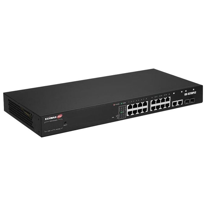 EDiMAX 4717964704252 GS-5216PLC Switch Web Smart 16 Porte Gigabit PoE+ 2 Porte Combo SFP colore Nero