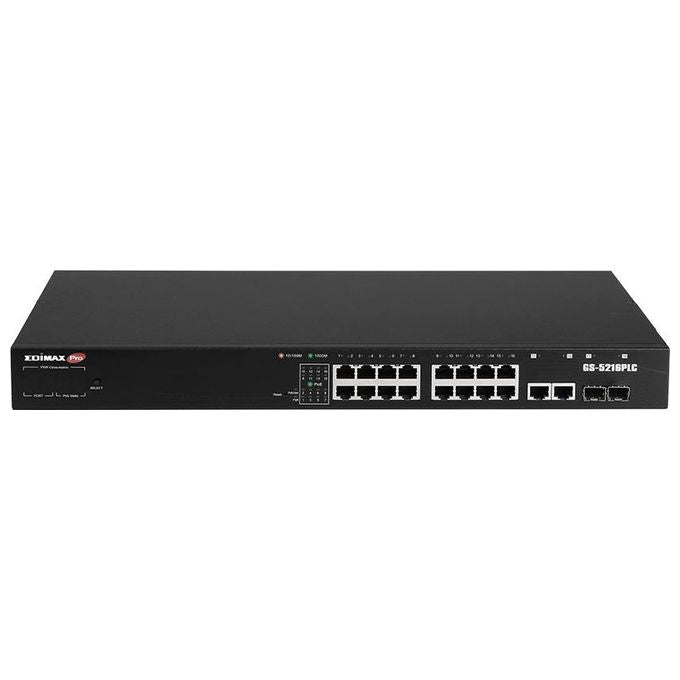 EDiMAX 4717964704252 GS-5216PLC Switch Web Smart 16 Porte Gigabit PoE+ 2 Porte Combo SFP colore Nero